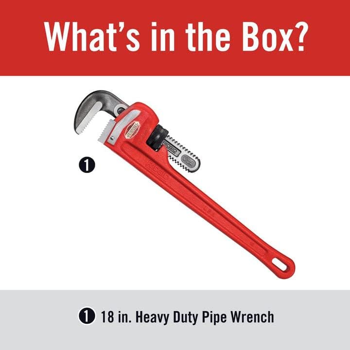18-inch Heavy-Duty Straight Pipe Wrench, Red, Pack of 2 G944340