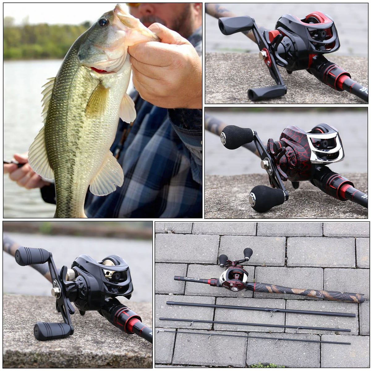 4-Piece Casting Fishing Rod and Baitcasting Reel Combo A27020
