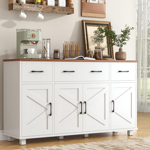 Blue Wood Buffet Cabinet with Drawers Q491
