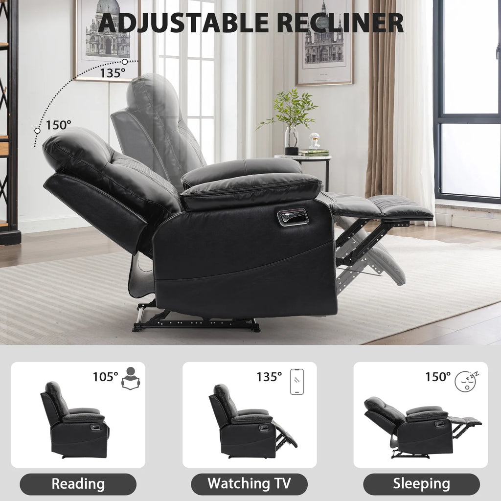 Black PU Leather Recliner Chair A8084
