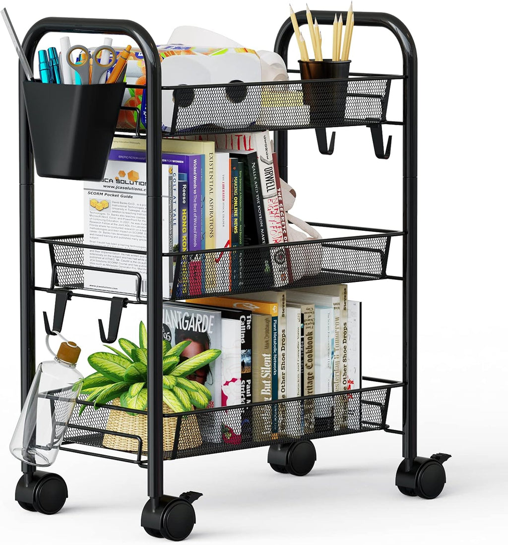 4 Tier All-Metal Rolling Mesh Storage Cart with Wheels I922253