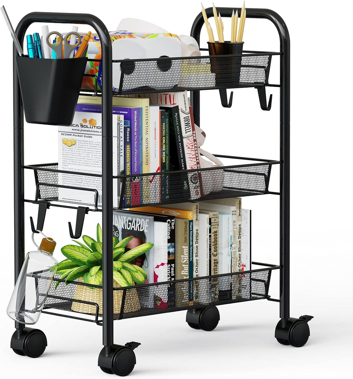 4 Tier All-Metal Rolling Mesh Storage Cart with Wheels I922253