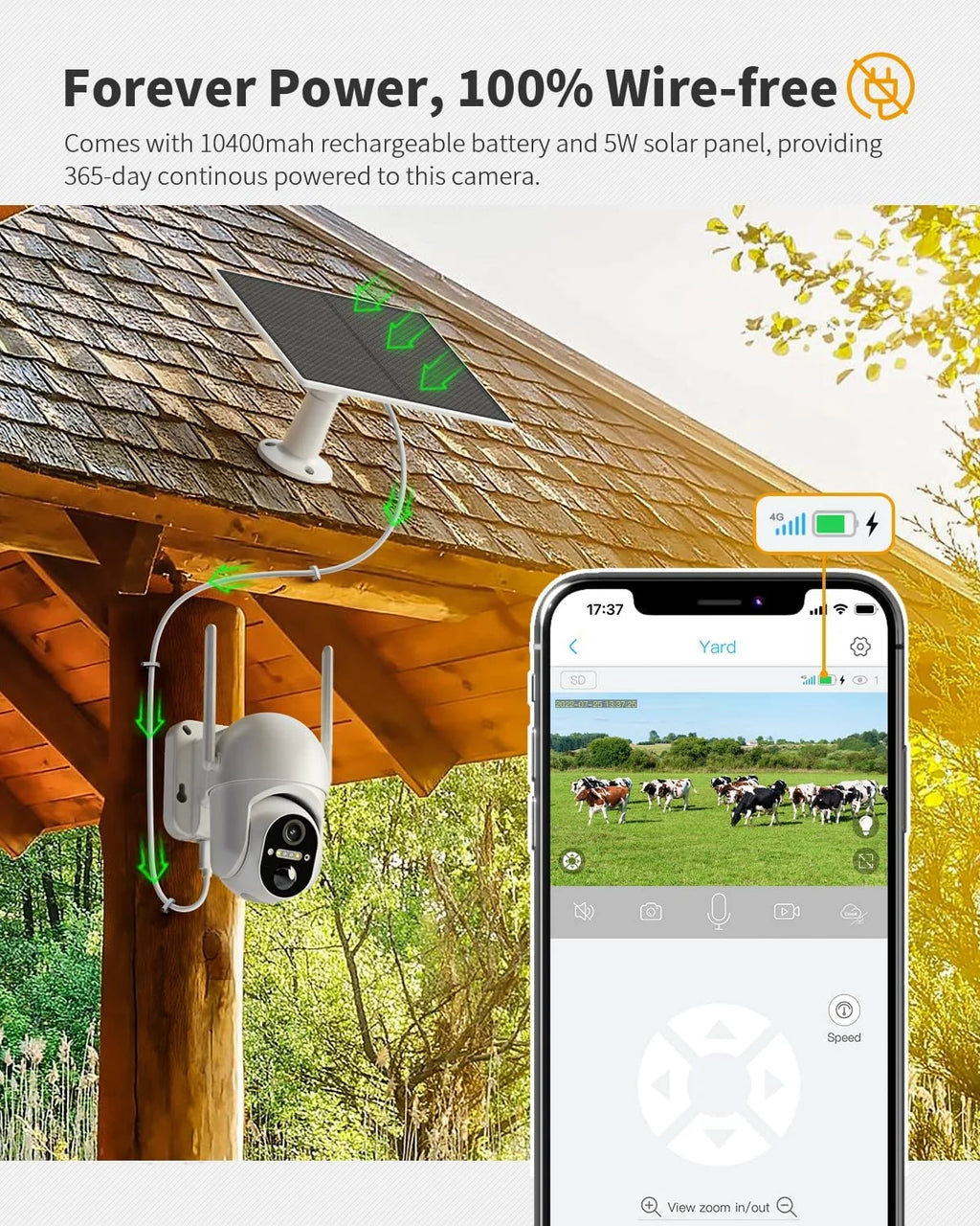 2K Solar Outdoor Security Camera with 360° Live Video Night Vision S963