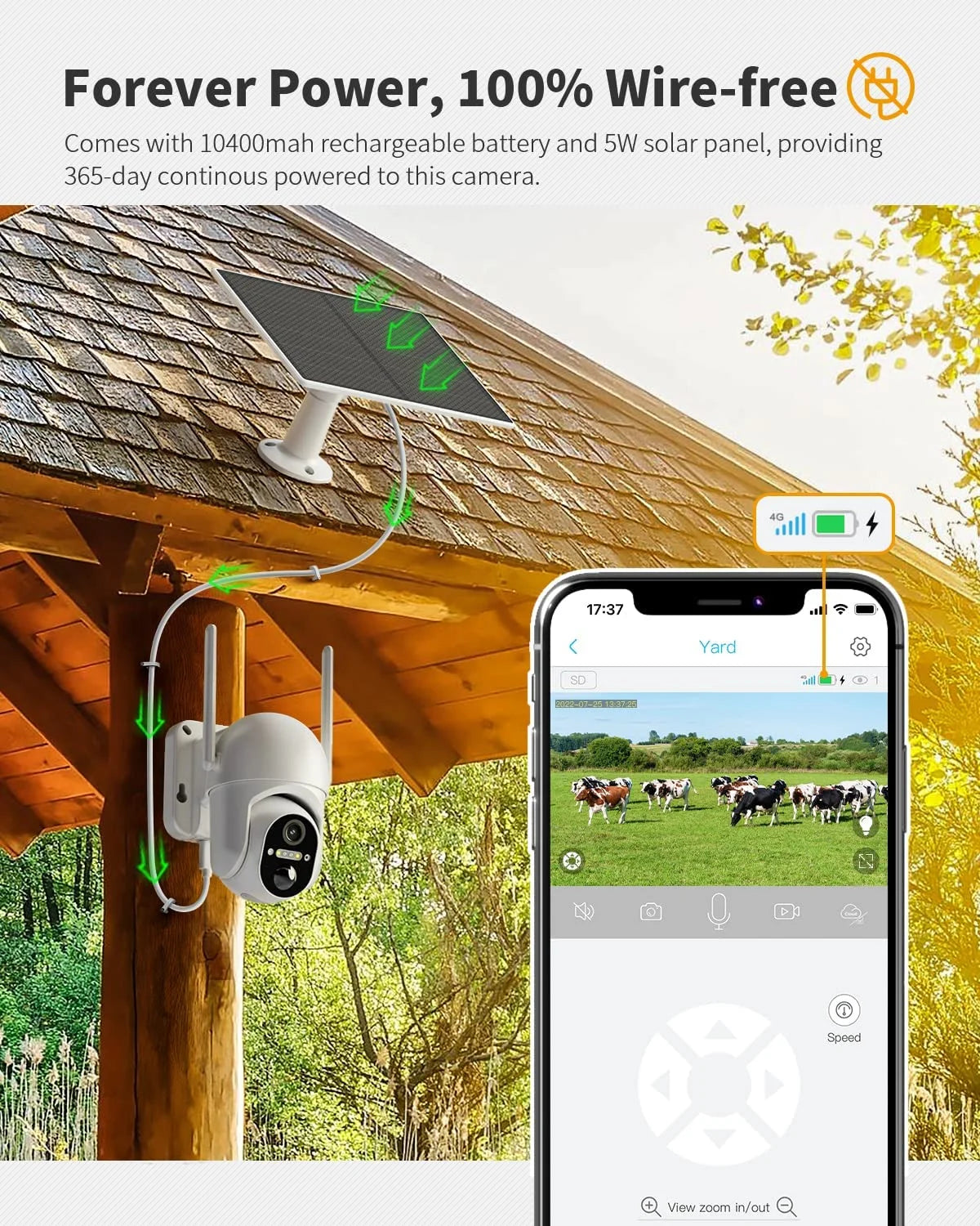 2K Solar Outdoor Security Camera with 360° Live Video Night Vision S963