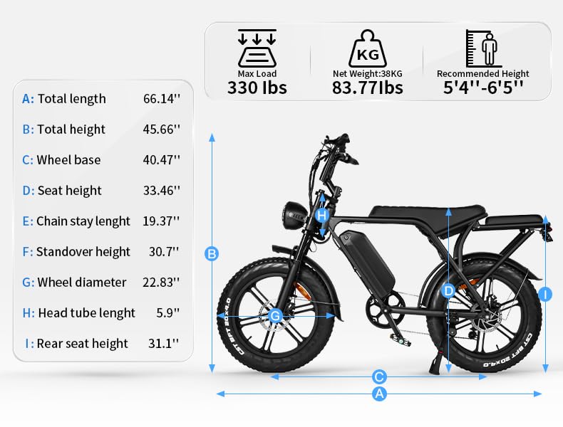 Electric Bike with 20" Fat Tire, 7-Speed Gear, Removable Battery K479710
