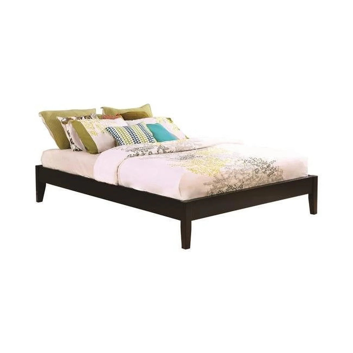 Brown California King Size Wooden Bed Frame with Tapered Legs A357