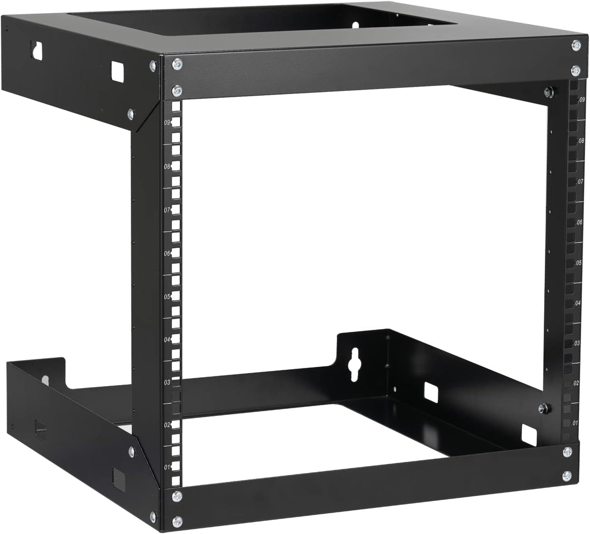 Black 18 inches Depth 2 Post Open Frame 19 Wall Mount Rack L859