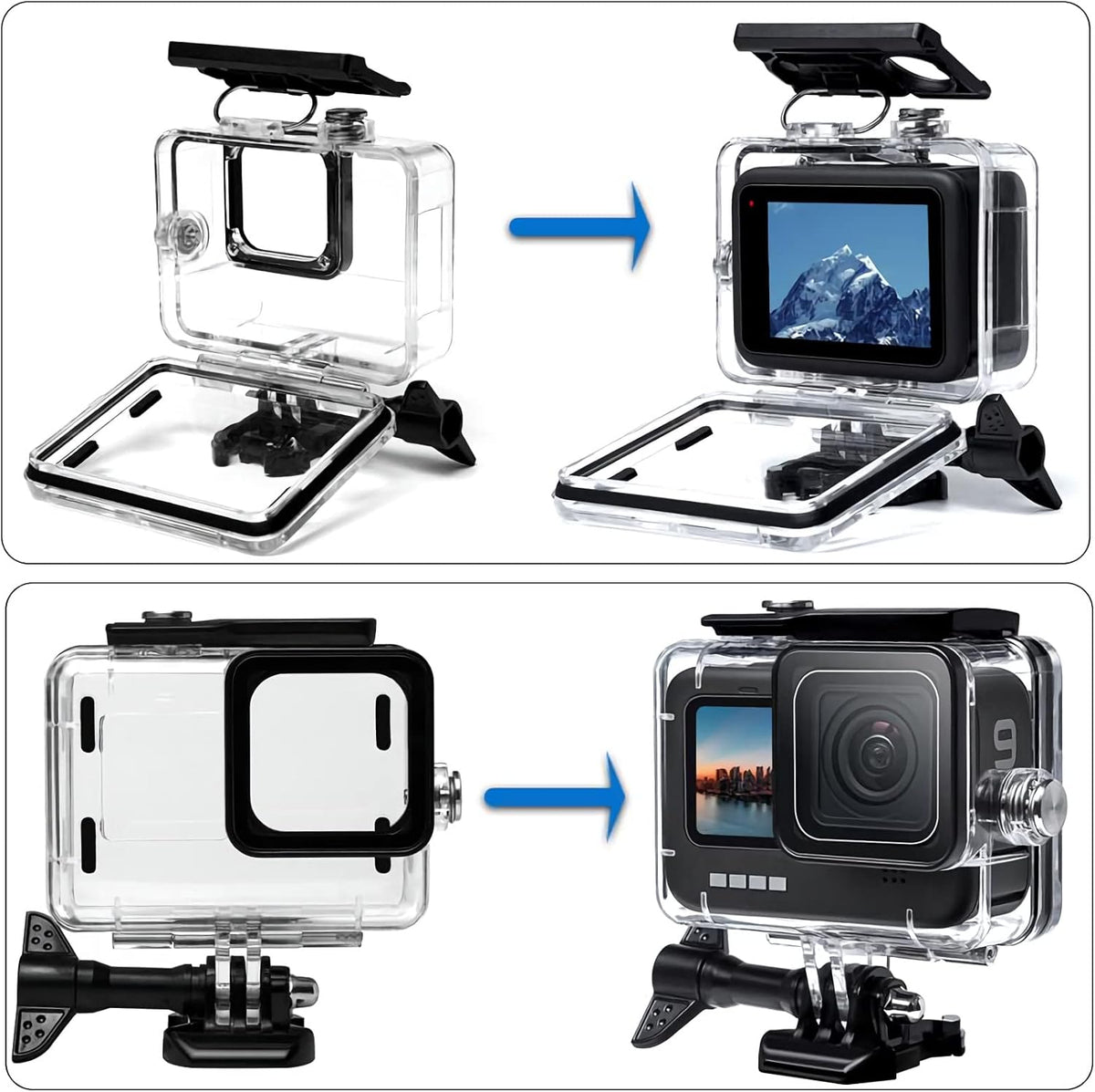 Accessories Kit Waterproof Housing Case Filter Protector Lens Screen Tempered Glass Mount Set D516