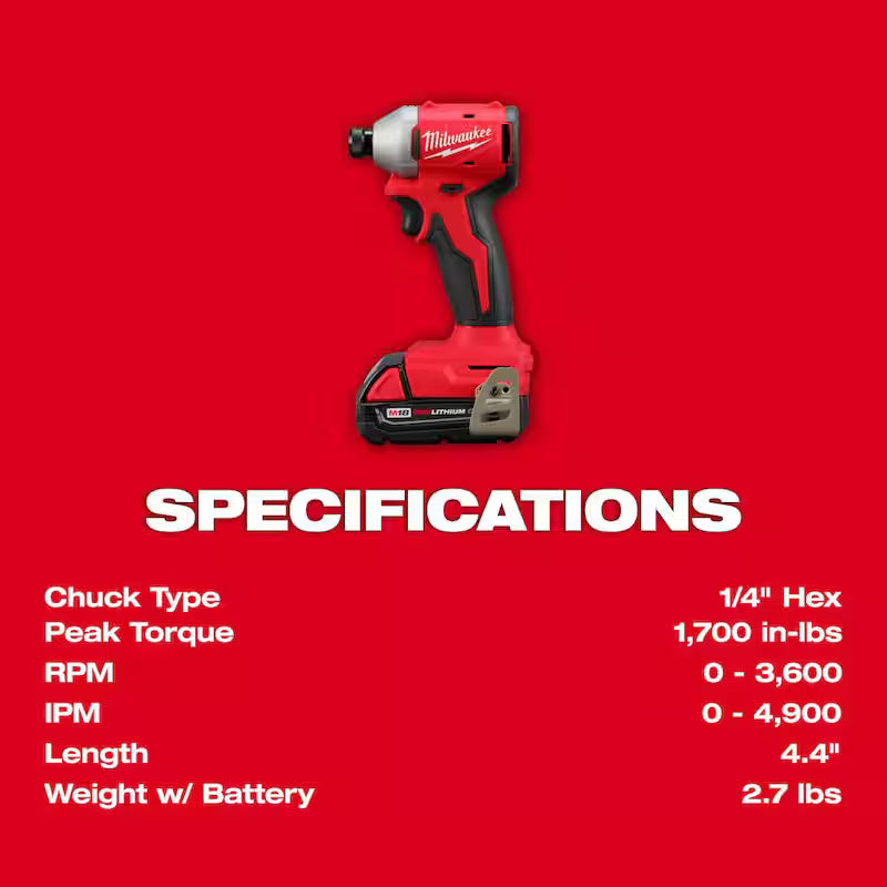 18-Volt Lithium-Ion Compact Brushless Cordless 1/4 in. Impact Driver Kit with 2.0 Ah Battery E31242