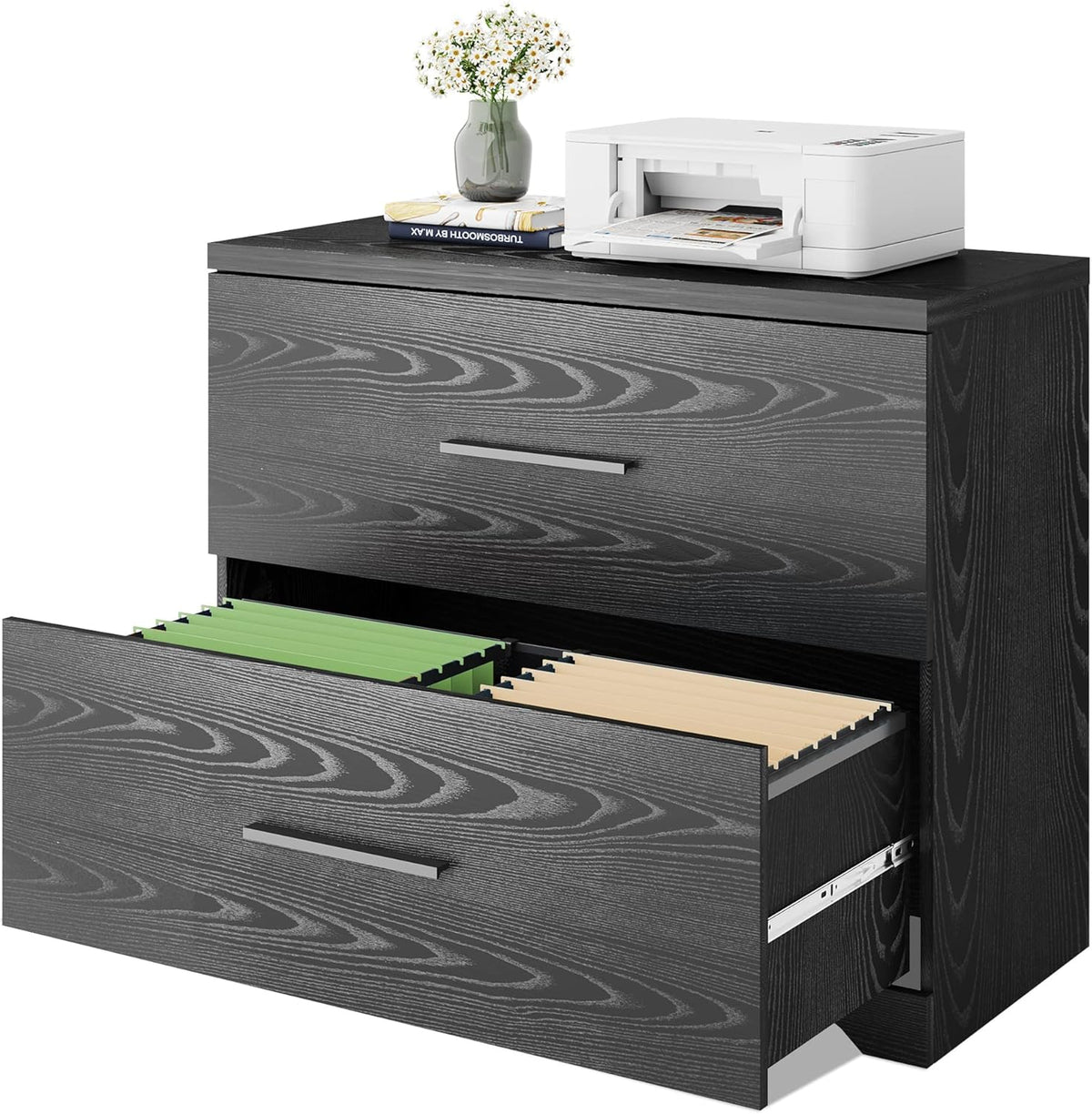 Gray Oak 2 Drawer Wood Lateral File Cabinet P827