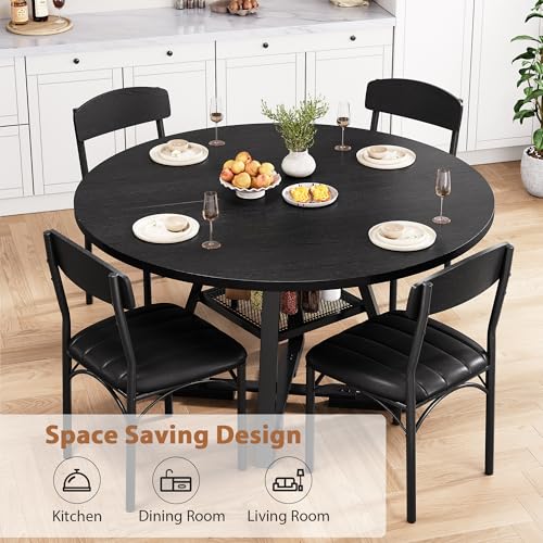 Round 5 Piece Wood Dining Table Set T7424