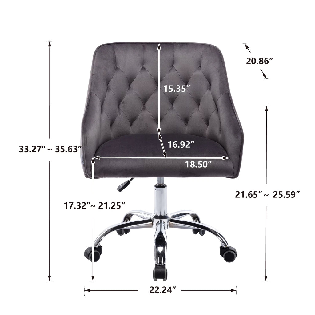 Dark Gray Velvet Swivel Accent Chair with Wheels X27122