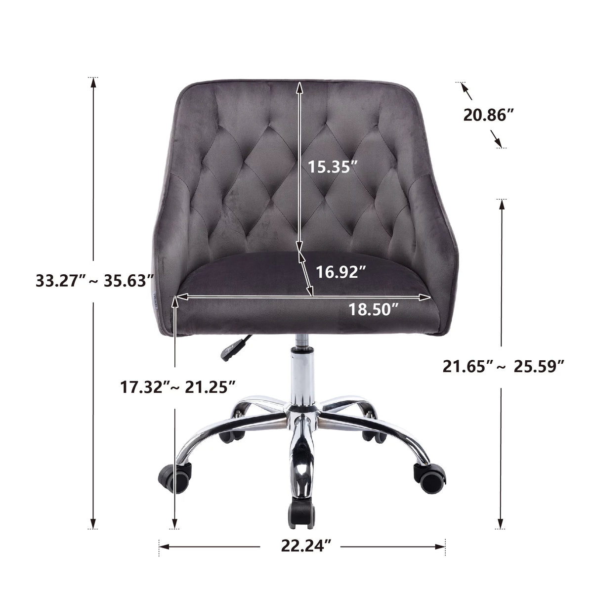 Dark Gray Velvet Swivel Accent Chair with Wheels X27122