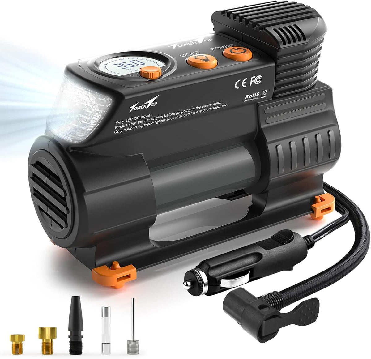 Portable 12V DC Air Compressor Tire Inflator 100PSI with Digital Pressure Gauge O1222