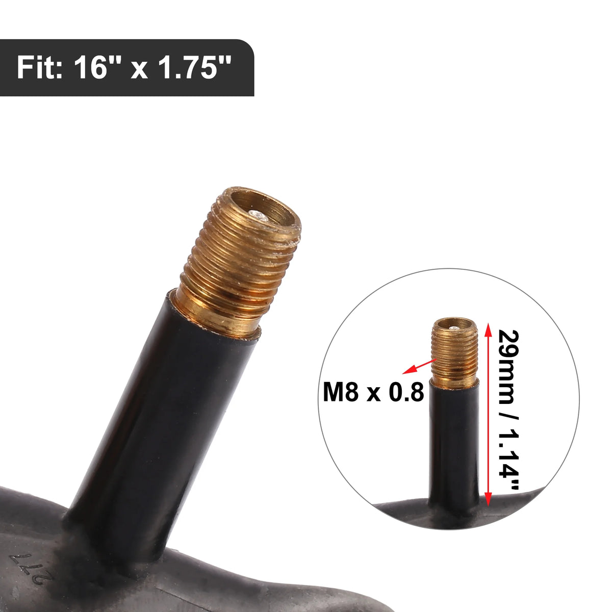 3 Pcs 16 inch Bike Inner Tube Rubber 29mm Long Straight Valve W747