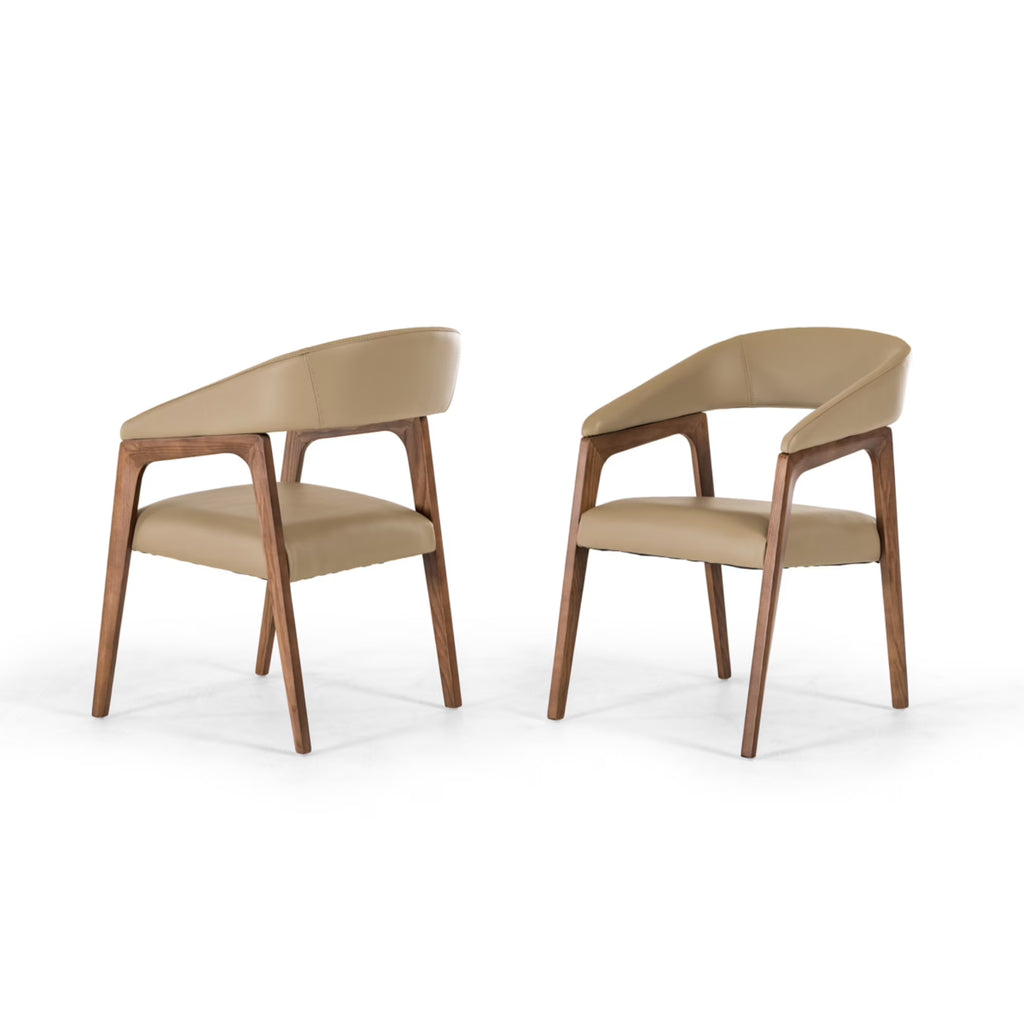 Taupe Leatherette and Walnut Wood Dining Chair Z64695