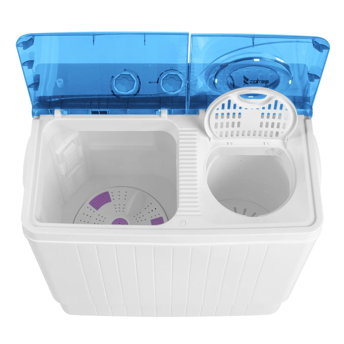 Semi-automatic Twin Tub Washing Machine with Built-in Drain Pump, 26Lbs, White&Blue W141930