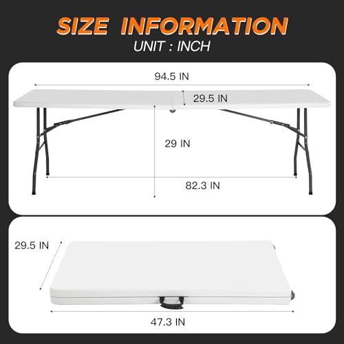 White 6FT Folding Plastic Picnic Table B581062