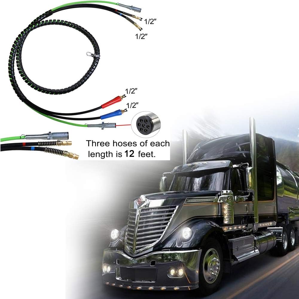 12 Ft 3-in-One Rubber Wrap Set Air Hose Electrical Cable Wrap D7423