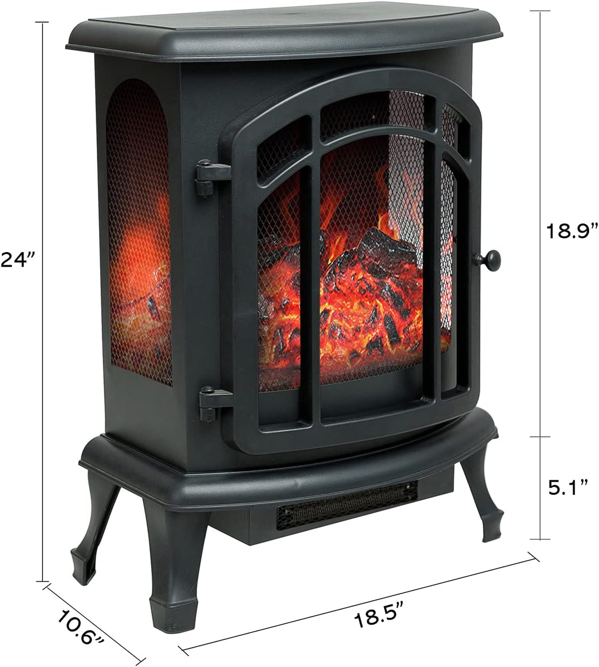24 inch Portable Electric Wood Stove Fireplace with Flame Effect H643