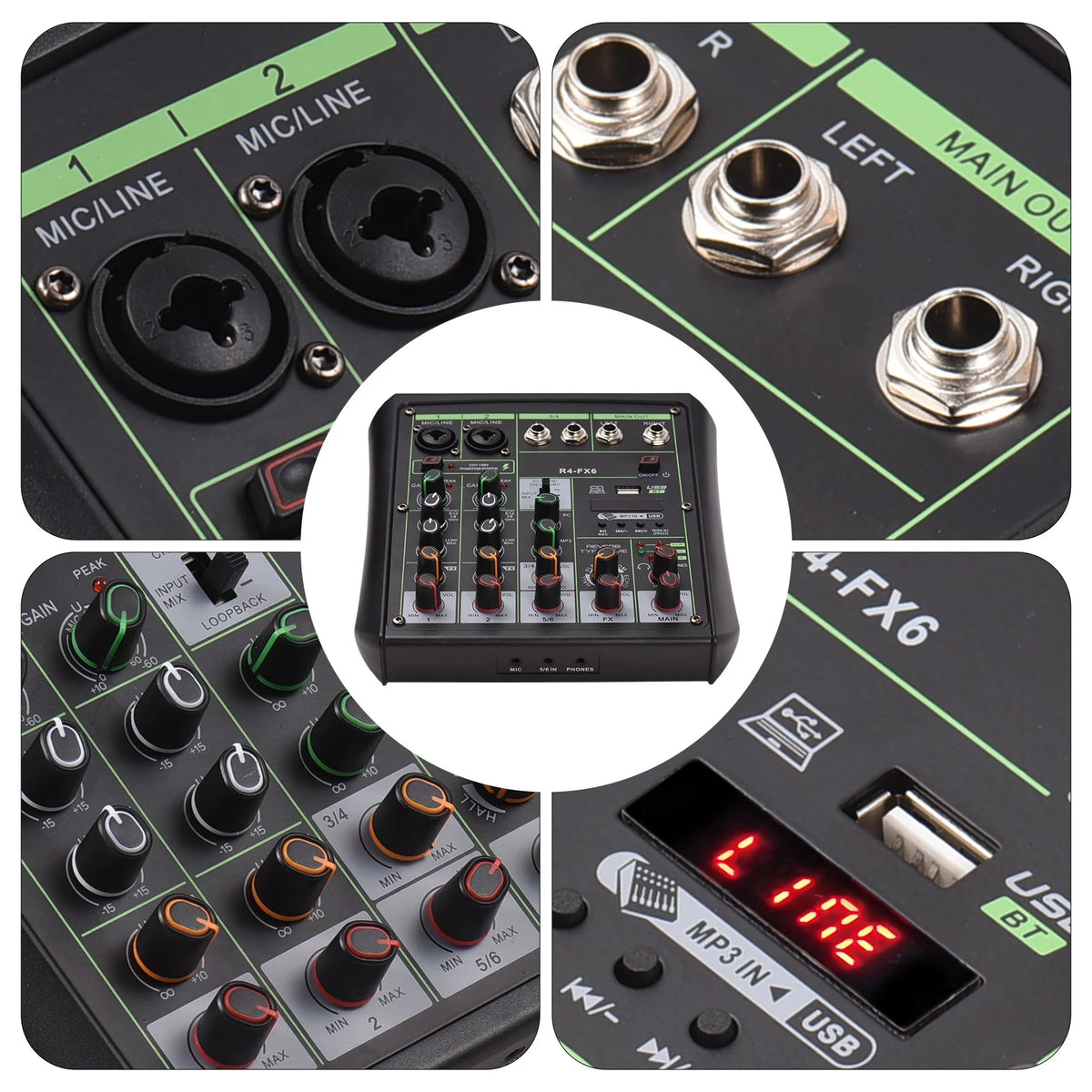 6 Channel USB Audio Mixer with MP3 Player H40606