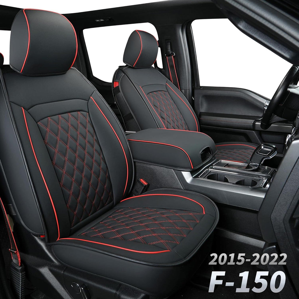 Black Faux Leather Seat Covers Front Set 2pcs W670062