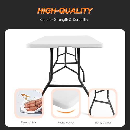 White 6FT Folding Plastic Picnic Table B581062