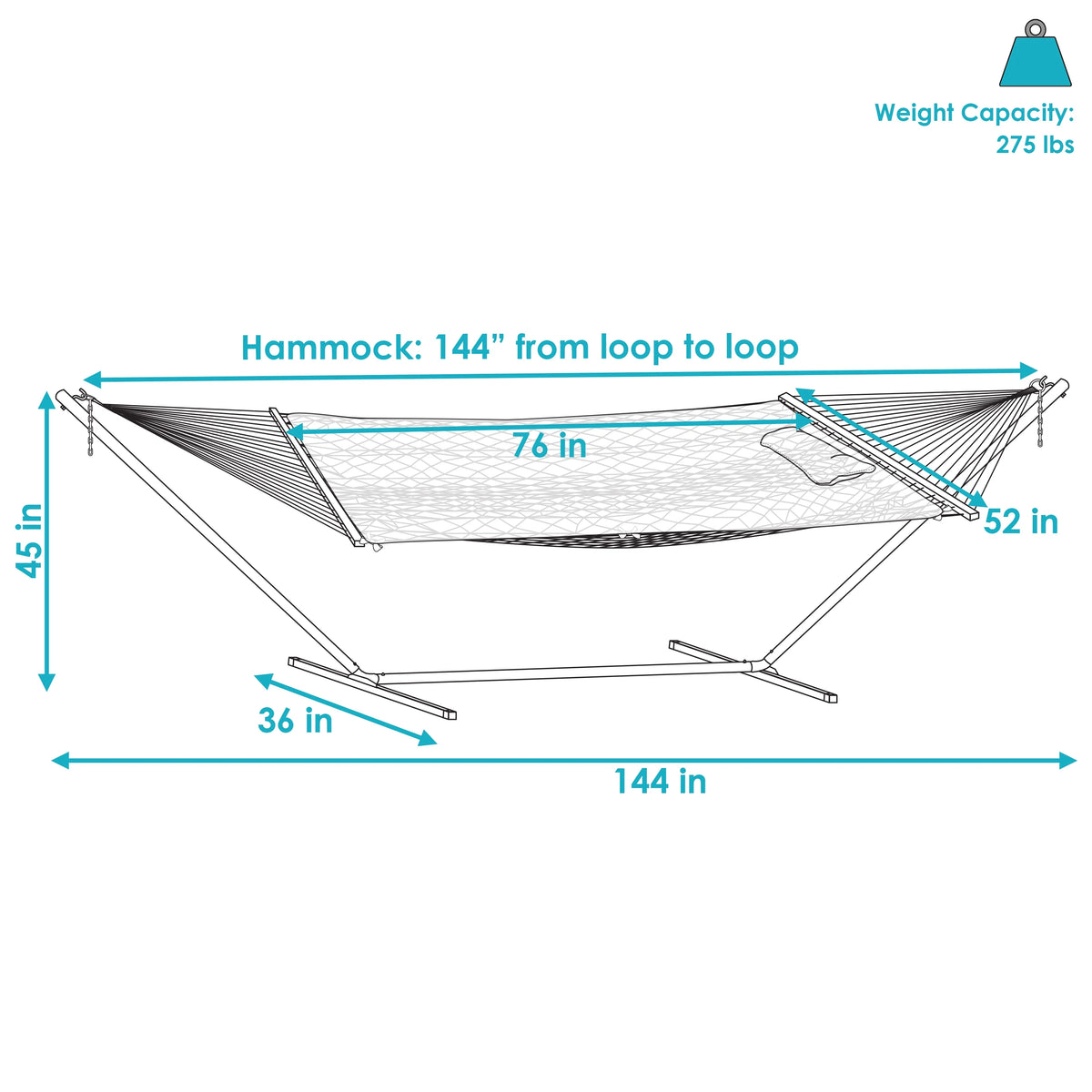Rope Hammock with Steel Stand, Pad, and Pillow Y827