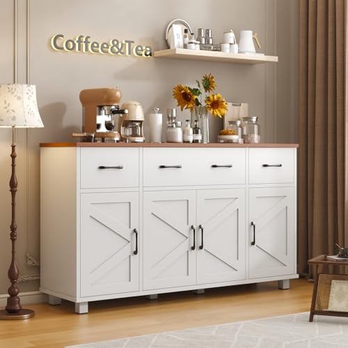 Blue Wood Buffet Cabinet with Drawers Q491