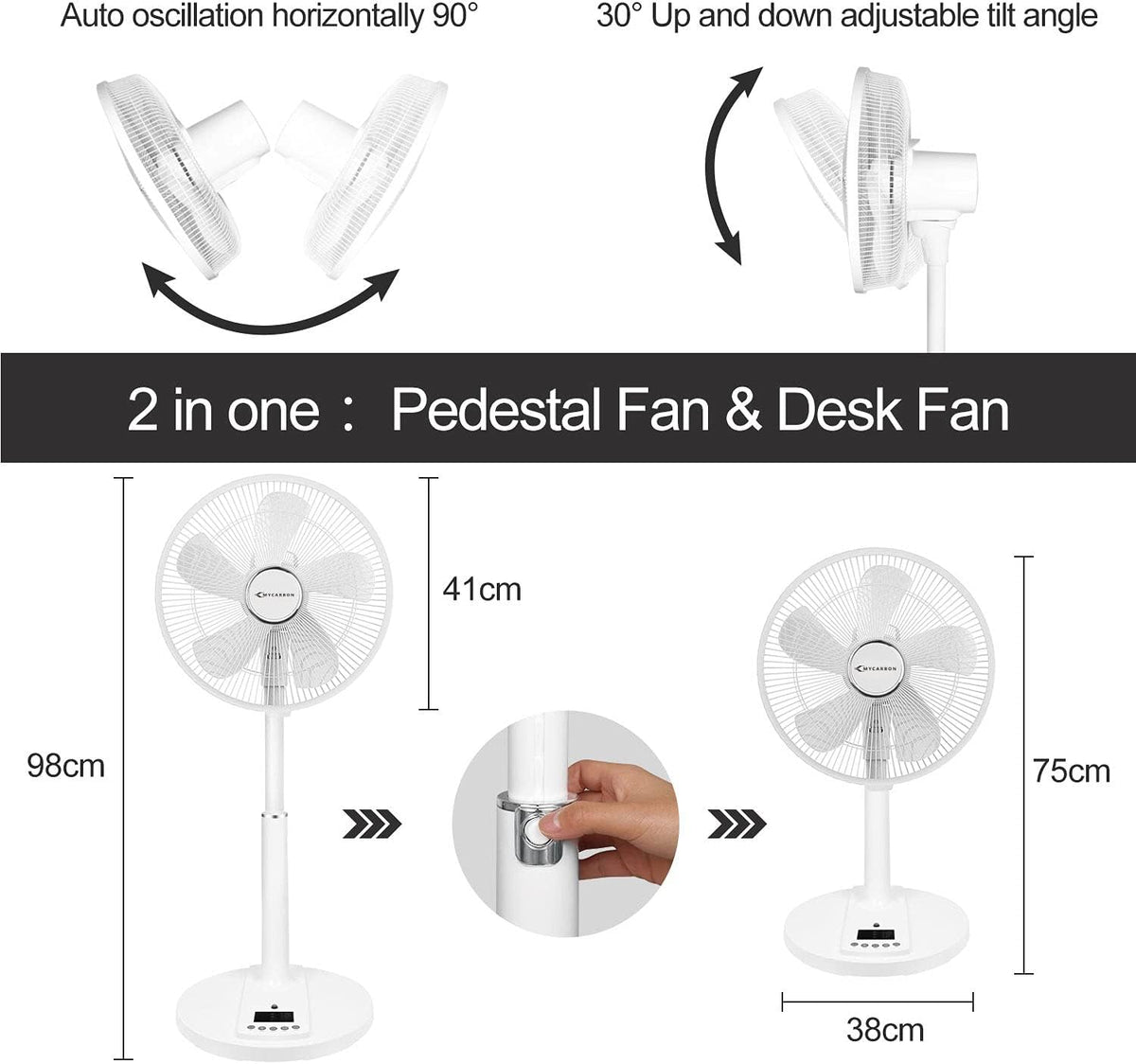 16” Oscillating Pedestal Fan with Remote P51018