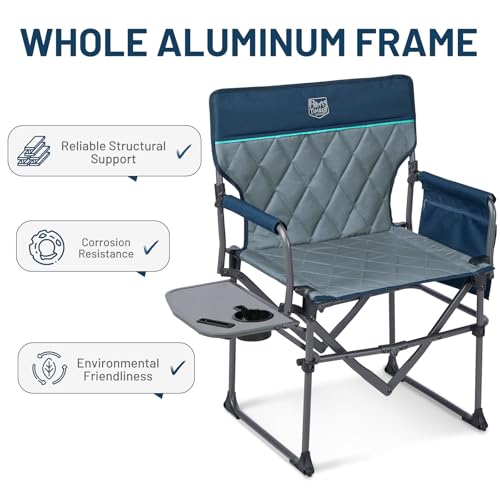 Navy 2 Pack Aluminum Folding Camping Chair with Side Table V1421