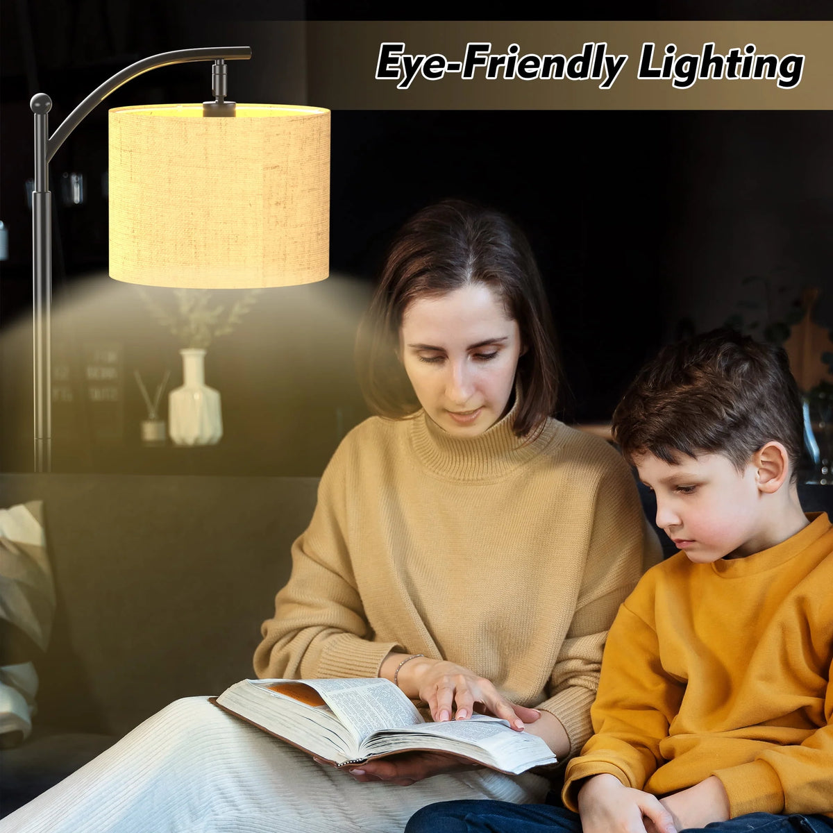 Tall Modern Floor Lamp with Linen Shade F76605