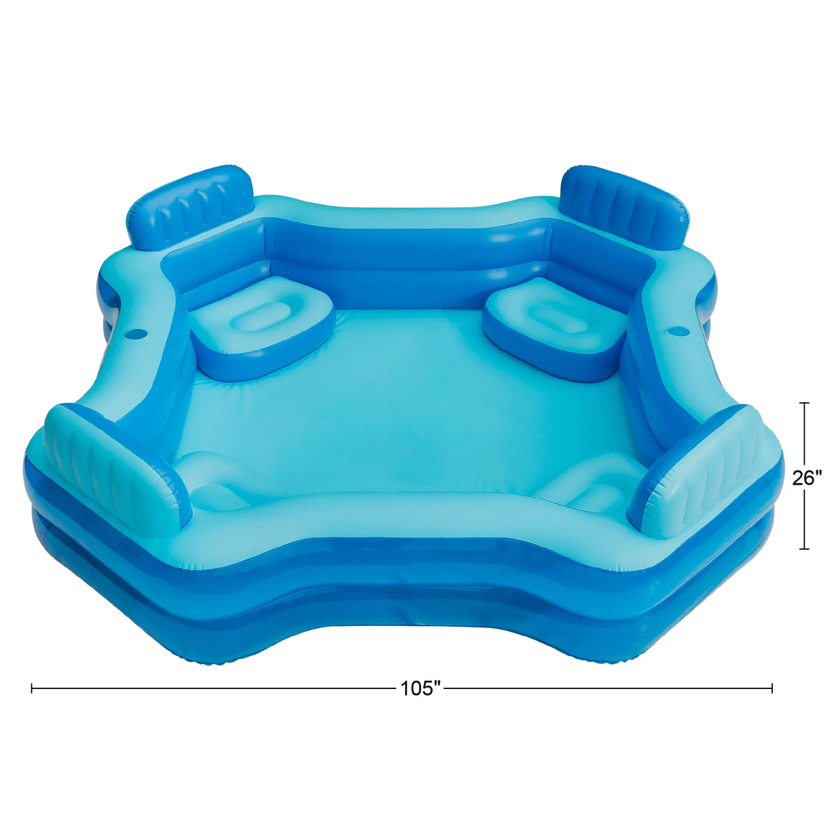 Blue Inflatable Family Swimming Pool 4 Seats Square N7705