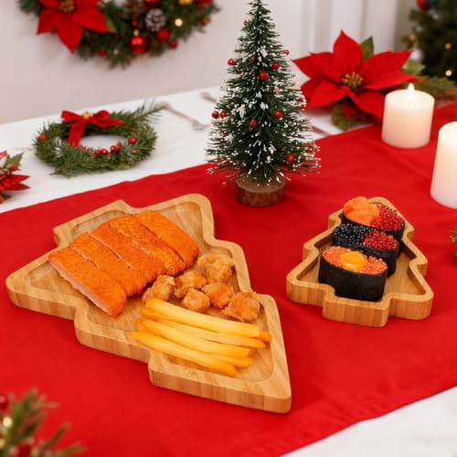 Wood Serving Platters Christmas Tree Shaped Wooden Tray B87815