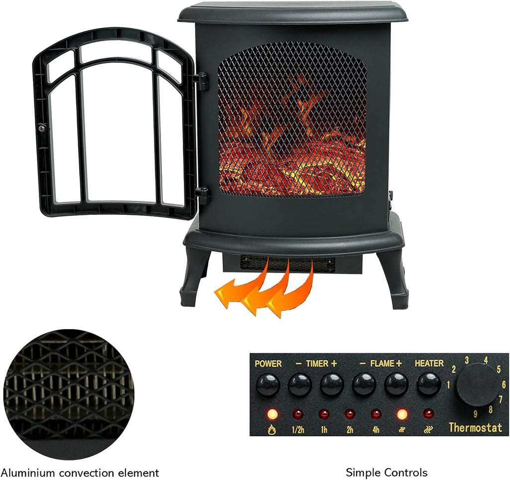 24 inch Portable Electric Wood Stove Fireplace with Flame Effect H643