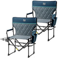 Navy 2 Pack Aluminum Folding Camping Chair with Side Table V1421