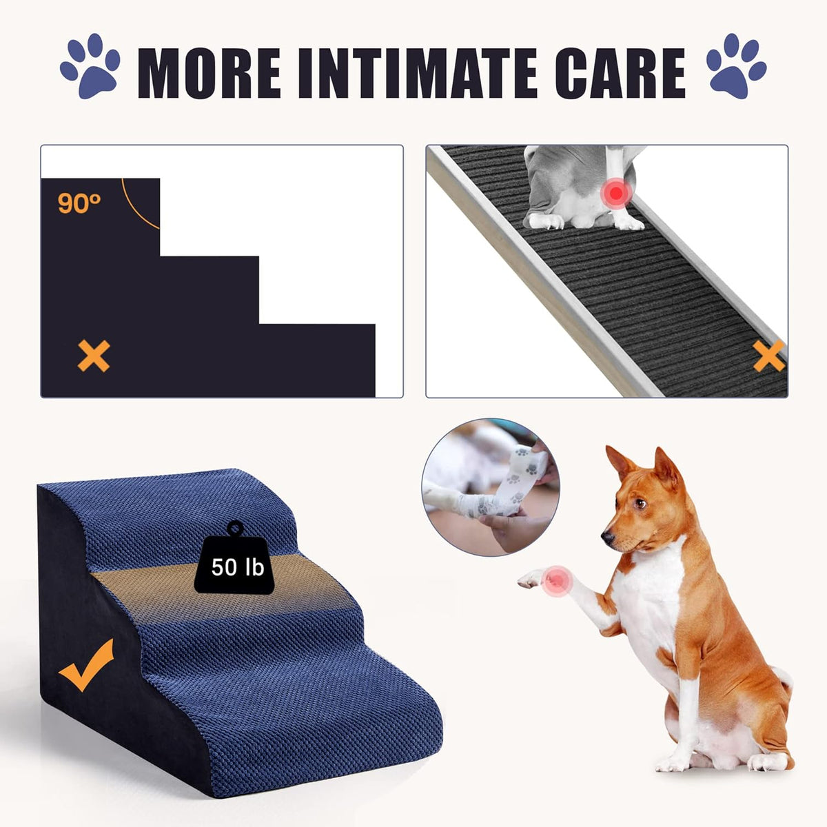 3 Tiers Non-Slip Foam Dog Stairs Q78589