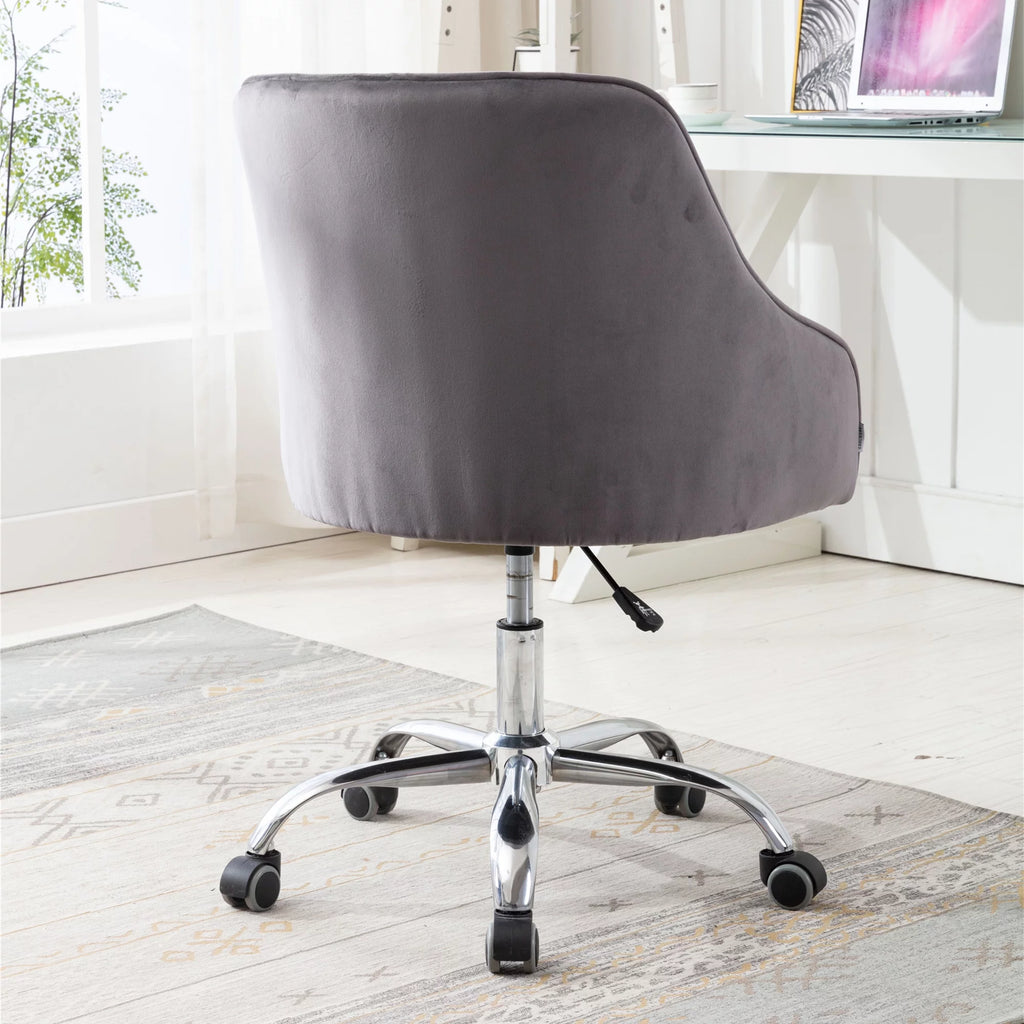Dark Gray Velvet Swivel Accent Chair with Wheels X27122