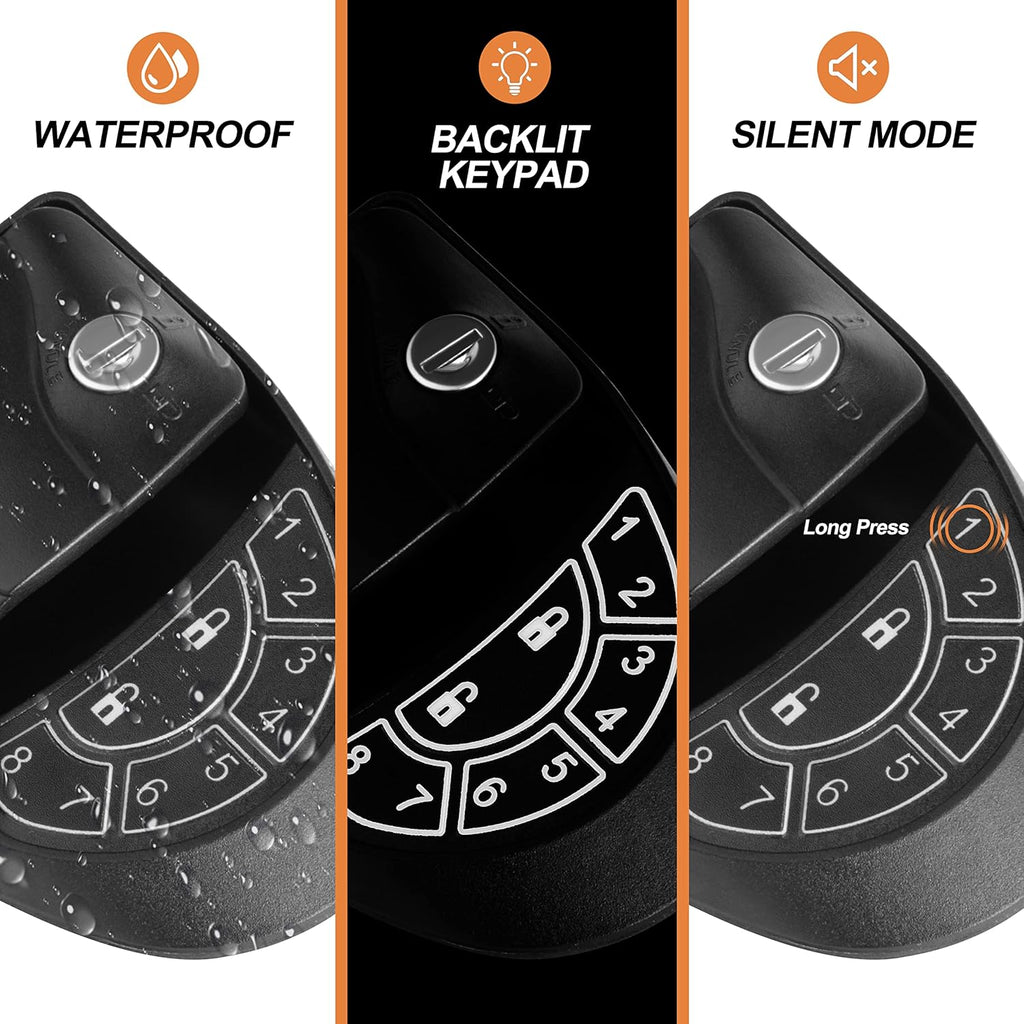 Black Zinc Alloy RV Door Lock with Backlit Keypad, 2 Remote Fobs, 4 Keys, Deadbolt C3950
