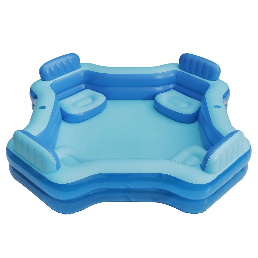 Blue Inflatable Family Swimming Pool 4 Seats Square N7705