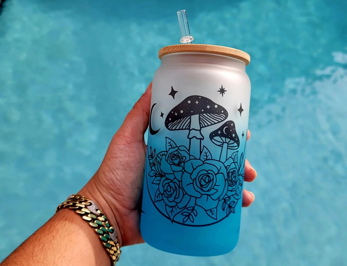 16 oz Mushroom Beer Can Glass C996