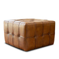 Tan Brown Leather Ottoman L592