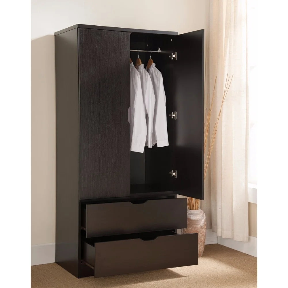 2 Door Wooden Wardrobe with Bottom Drawers J979164