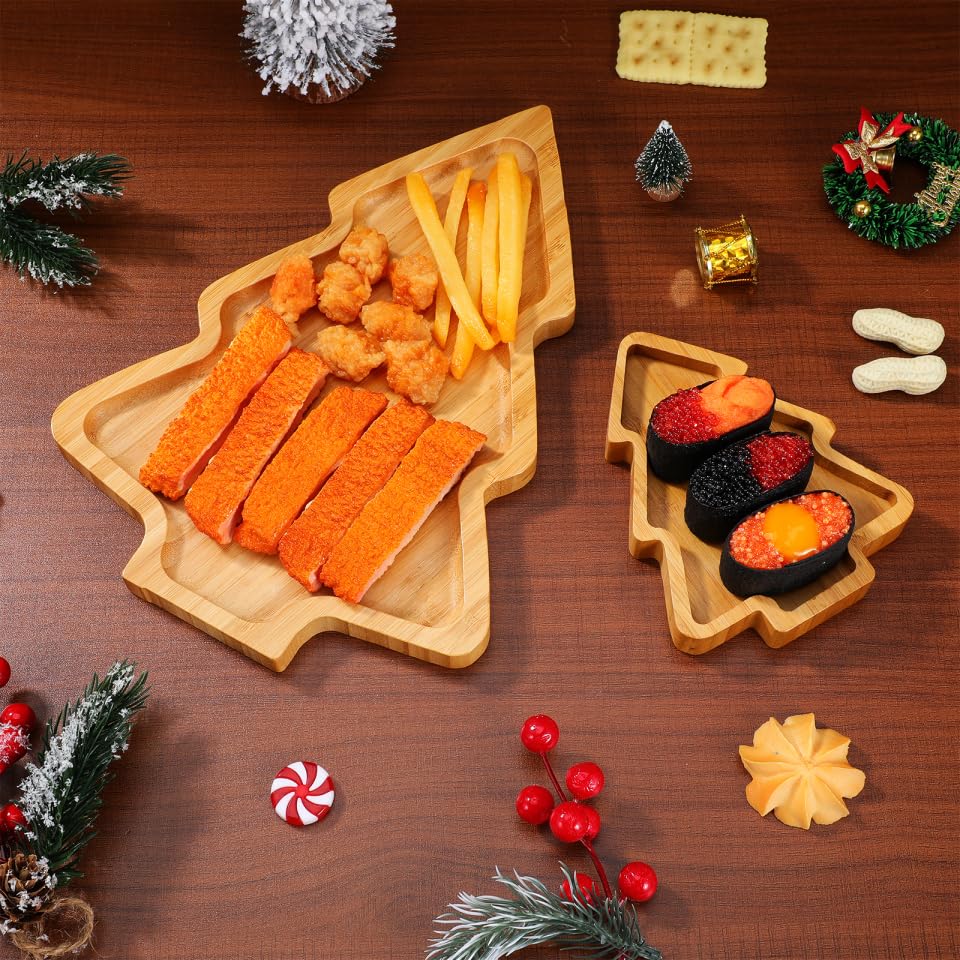 Wood Serving Platters Christmas Tree Shaped Wooden Tray B87815