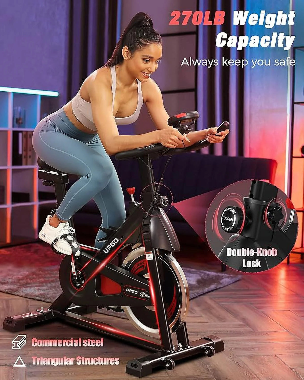 Exercise Bike 270 Lbs Weight Capacity Red M279