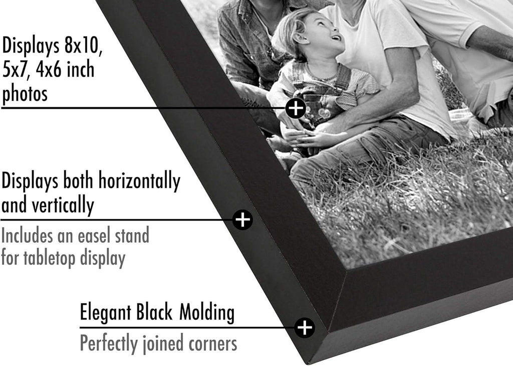 Black 10-Piece Picture Frame Set and 4 Piece 8x10 Picture Frame Set D465