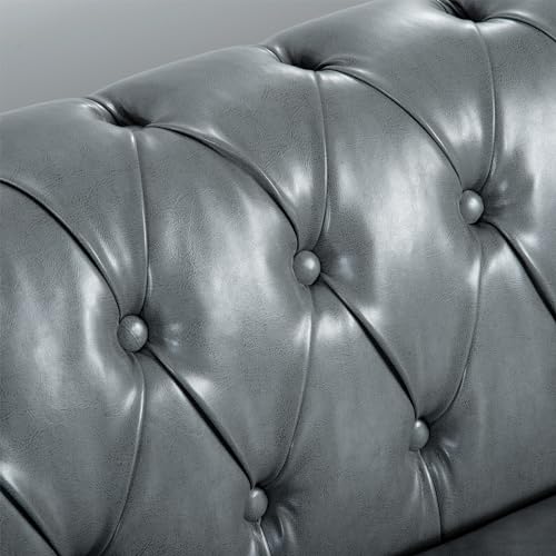 Orange 3 Seater PU Chesterfield Couch with Wooden Legs Z5407