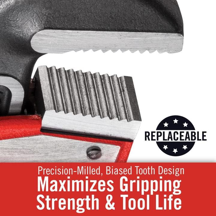 18-inch Heavy-Duty Straight Pipe Wrench, Red, Pack of 2 G944340