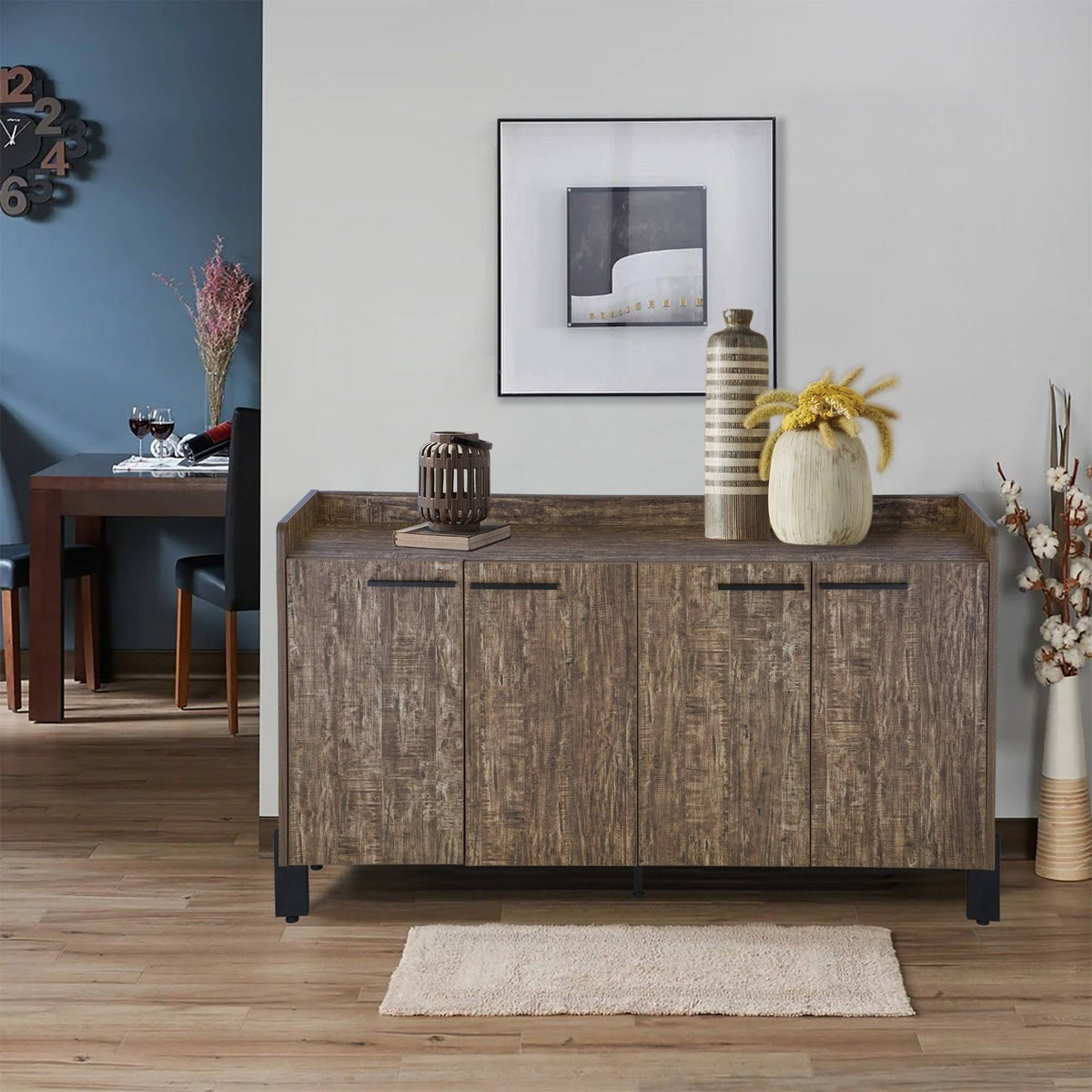 Weathered Grey Sideboard Storage Cabinet with Two Storage Cabinets L677028