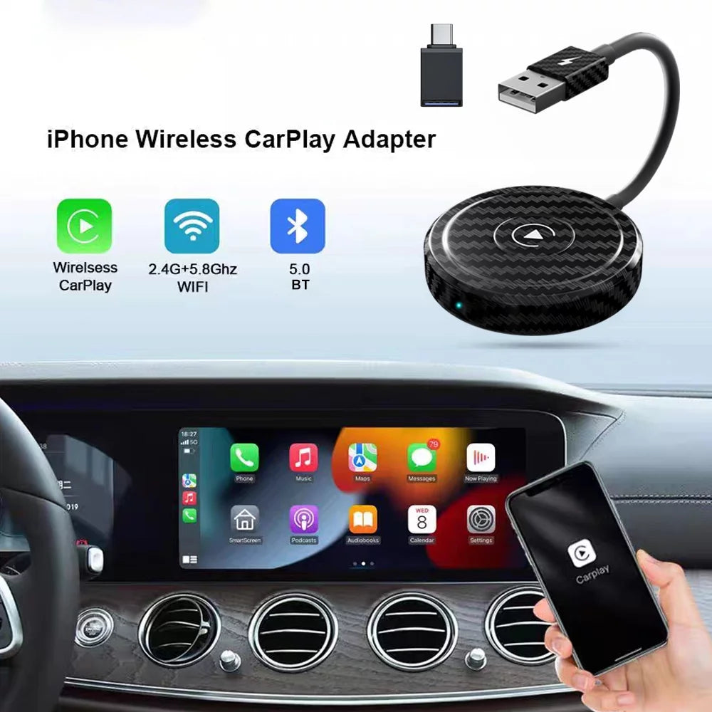 Car Adapter for Apple Cell Phone Carplay Wired to Wireless Smart Box L36578
